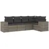 vidaXL Salon de jardin 5 pcs avec coussins gris résine tressée