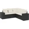 vidaXL Salon de jardin 5 pcs avec coussins noir résine tressée