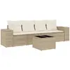 vidaXL Salon de jardin avec coussins 4 pcs beige résine tressée