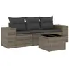 vidaXL Salon de jardin 4 pcs avec coussins gris résine tressée