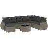 vidaXL Salon de jardin 9 pcs avec coussins gris résine tressée