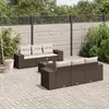 vidaXL - 7-delige - Loungeset - met - kussens - poly - rattan - bruin