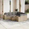 vidaXL Salon de jardin avec coussins 9 pcs beige résine tressée
