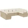 vidaXL Salon de jardin avec coussins 9 pcs beige résine tressée