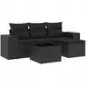 vidaXL Salon de jardin 5 pcs avec coussins noir résine tressée