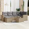 vidaXL Salon de jardin avec coussins 7 pcs beige résine tressée
