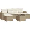 vidaXL Salon de jardin avec coussins 7 pcs beige résine tressée
