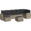 vidaXL Salon de jardin 8 pcs avec coussins gris clair résine tressée