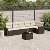 vidaXL - 7-delige - Loungeset - met - kussens - poly - rattan - bruin