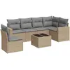 vidaXL Salon de jardin avec coussins 7 pcs beige résine tressée