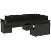 vidaXL Salon de jardin 11 pcs avec coussins noir résine tressée
