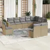 vidaXL Salon de jardin avec coussins 10 pcs beige résine tressée