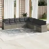 vidaXL Salon de jardin 9 pcs avec coussins gris résine tressée