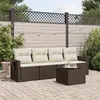 vidaXL - 5-delige - Loungeset - met - kussens - poly - rattan - bruin