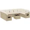 vidaXL Salon de jardin avec coussins 10 pcs beige résine tressée