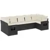 vidaXL Salon de jardin 7 pcs avec coussins noir résine tressée
