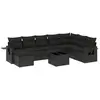 vidaXL Salon de jardin 8 pcs avec coussins noir résine tressée