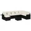 vidaXL Salon de jardin 8 pcs avec coussins noir résine tressée