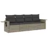 vidaXL Salon de jardin 4 pcs avec coussins gris résine tressée