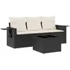 vidaXL Salon de jardin 4 pcs avec coussins noir résine tressée