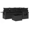 vidaXL Salon de jardin 5 pcs avec coussins noir résine tressée