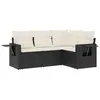vidaXL Salon de jardin 4 pcs avec coussins noir résine tressée
