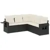 vidaXL Salon de jardin 5 pcs avec coussins noir résine tressée
