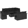 vidaXL Salon de jardin 8 pcs avec coussins noir résine tressée
