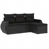 vidaXL Salon de jardin 5 pcs avec coussins noir résine tressée