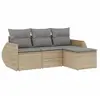 vidaXL Salon de jardin avec coussins 4 pcs beige résine tressée