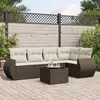 vidaXL - 6-delige - Loungeset - met - kussens - poly - rattan - bruin