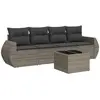 vidaXL Salon de jardin 4 pcs avec coussins gris résine tressée