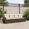 vidaXL - 4-delige - Loungeset - met - kussens - poly - rattan - bruin