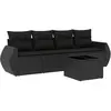 vidaXL Salon de jardin 5 pcs avec coussins noir résine tressée