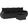 vidaXL Salon de jardin 4 pcs avec coussins noir résine tressée