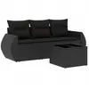 vidaXL Salon de jardin 4 pcs avec coussins noir résine tressée