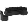 vidaXL Salon de jardin 7 pcs avec coussins noir résine tressée