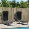 vidaXL Chaises longues lot de 2 avec auvents et table gris poly rotin
