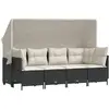 vidaXL Salon de jardin 5 pcs avec coussins noir résine tressée