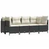 vidaXL Salon de jardin 5 pcs avec coussins noir résine tressée