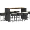 vidaXL Ensemble de bar de jardin 9 pcs avec coussins noir poly rotin
