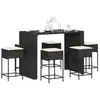 vidaXL Ensemble de bar de jardin 7 pcs avec coussins noir poly rotin