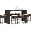 vidaXL Ensemble de bar de jardin 9 pcs avec coussins marron poly rotin