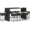 vidaXL Ensemble de bar de jardin 9 pcs avec coussins noir poly rotin