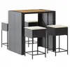 vidaXL Ensemble de bar de jardin 5 pcs avec coussins noir poly rotin