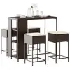 vidaXL Ensemble de bar de jardin avec coussins 5 pcs marron poly rotin