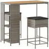 vidaXL Ensemble de bar de jardin 3 pcs et coussins gris résine tressée