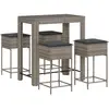 vidaXL Ensemble de bar de jardin 5 pcs avec coussins gris poly rotin
