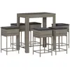 vidaXL Ensemble de bar de jardin 7 pcs avec coussins gris poly rotin