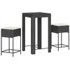 vidaXL Ensemble de bar de jardin 3 pcs avec coussins noir poly rotin
